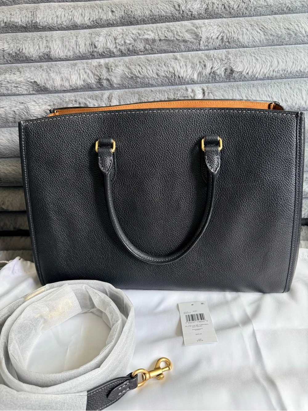 Coach Black Leather Laptop Tote with Gold Hardware
